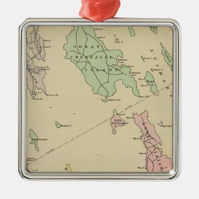 Falmouth Foreside, närgränsande öar, Casco fjärd Julgransprydnad Metall (Framsidan)