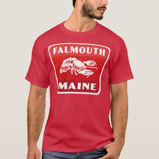 Falmouth Maine Retro Badge Red T Shirt