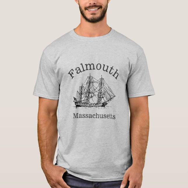 Falmouth Massachusetts Tall Frakt Boat T-Shirt (Framsida)