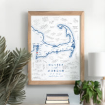 Falmouth MORSA Bröllop Blue Modern Guest Bok Poste