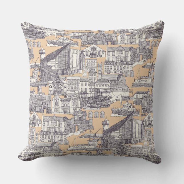 Falmouth toile mulberry sand kudde (Framsida)