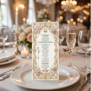 Fals barock blommotiv i guld folie rulle meny