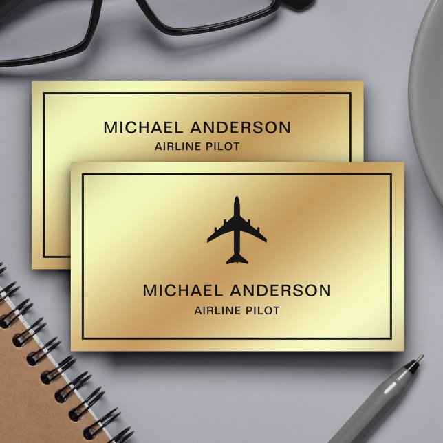 Fals folie av guld Jetflygplan Flygplan Flygbolag  Visitkort (Skapare uppladdad)