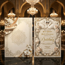 Fals folie & Satin illusion Barocka svanar Inbjudningar