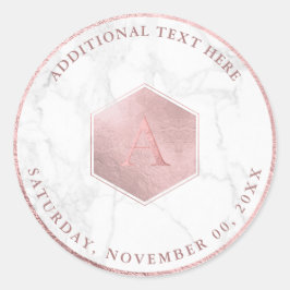 Fals Rosa Guld Bikaka, Monogram A-Z Runt Klistermärke