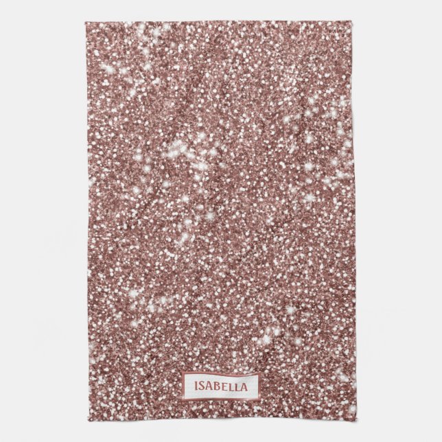 Fals Rosa Guld Glitter Textur Utseende & Anpassat  Kökshandduk (Vertikal)