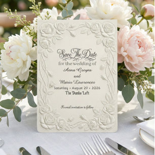 Falsad präglad 3D-blomsterkrämrelief effekt Spara Datumet