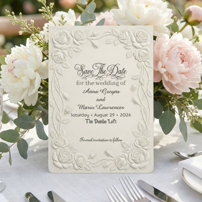 Falsad präglad 3D-blomsterkrämrelief effekt Spara Datumet (Skapare uppladdad)