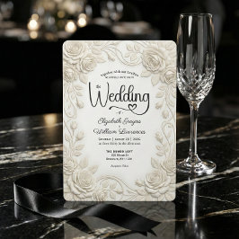 Falsad präglad 3D krämros Basrelief Bröllop Inbjudningar