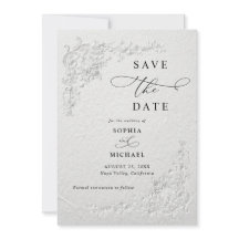 Falsat Präglad Blommig Bröllop Save the Date I