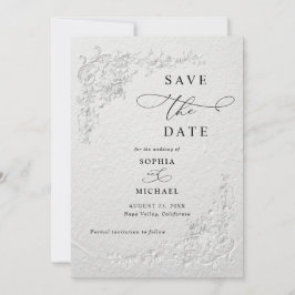 Falsat Präglad Blommig Bröllop Save the Date I Inbjudningar