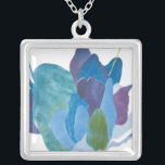 False Indigo I Silverpläterat Halsband<br><div class="desc">Blommigt</div>