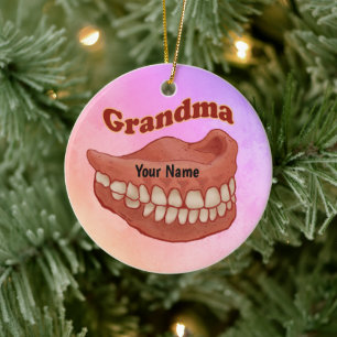 False Teeth Grandma Julgransprydnad Keramik