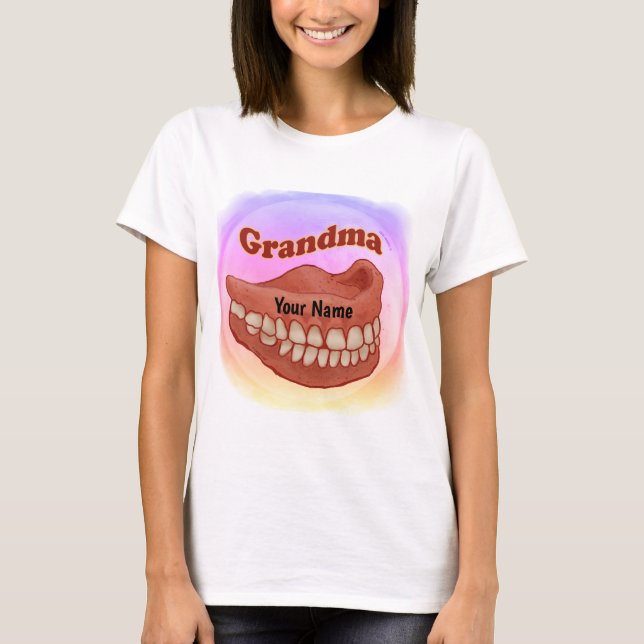False Teeth Grandma T Shirt (Framsida)