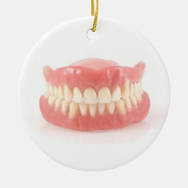 "FALSE TEETH" ÖVER BACKE ORNAMENT OCH GIFT (Framsidan)