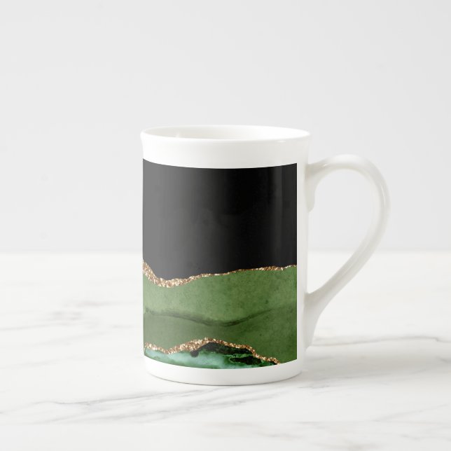 Falsgrön marmorering av agat, modern design benporslin mugg (Höger)