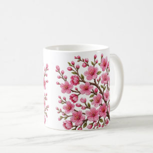 Falsk 3D-broderad Sakura-grenillustration Kaffemugg