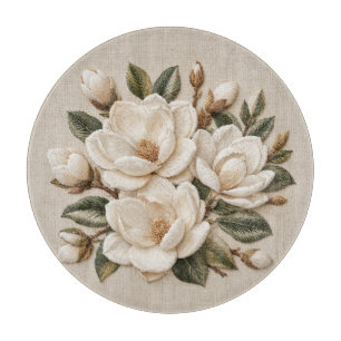 Falsk 3D broderad vit magnoliabild