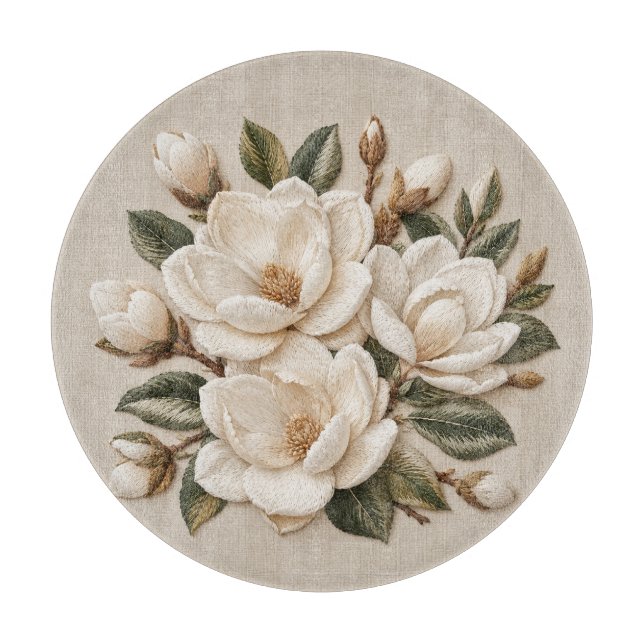 Falsk 3D broderad vit magnoliabild  (Framsidan)