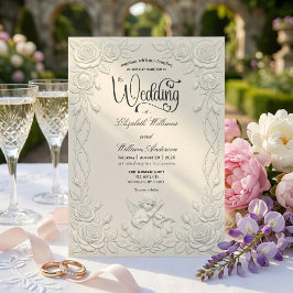 Falsk 3D-gips effekt Blomstergudinne Bröllop Inbjudningar