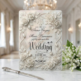 Falsk 3D Präglad blomsterbasrelief klassiker Inbjudningar