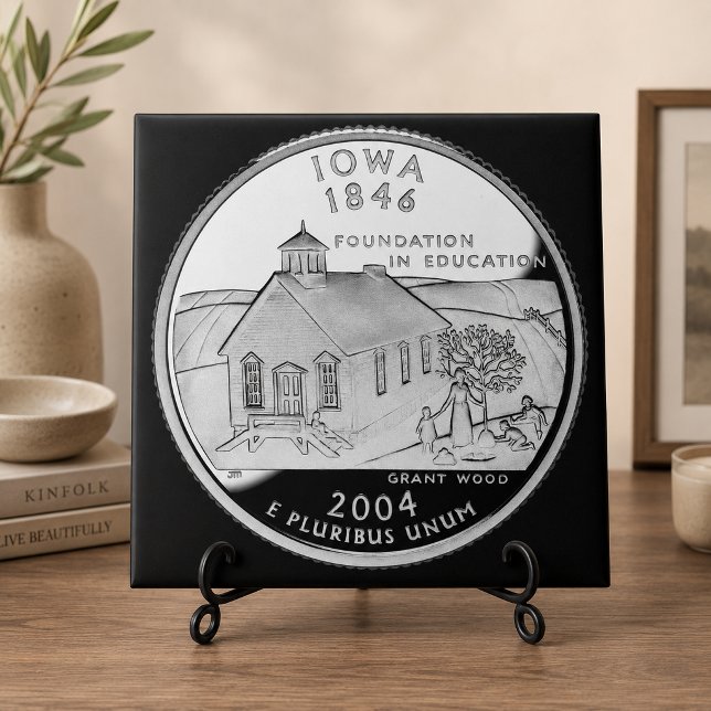 Falsk bakre sida av Iowa delstatskvarter Kakelplatta (State Quarter of Iowa Reverse Side Faux Ceramic Tile)