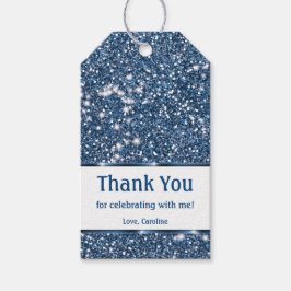 Falsk blå glitterstruktur - tack presentetikett