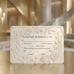 Falsk Blind Präglad Blomskulptur Elfenben OSA Kort