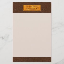 Falsk Brun Läderstruktur Med Guld Folie Banner Brevpapper