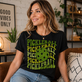 Falsk garn retro pickleball-design t shirt