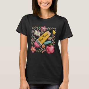 Falsk garnstrukturpenna med eget namn Lärare T Shirt