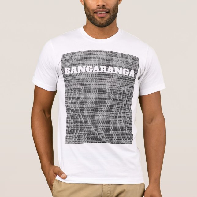 Falsk grå patchdesign T-shirt Bangaranga-text (Framsida)