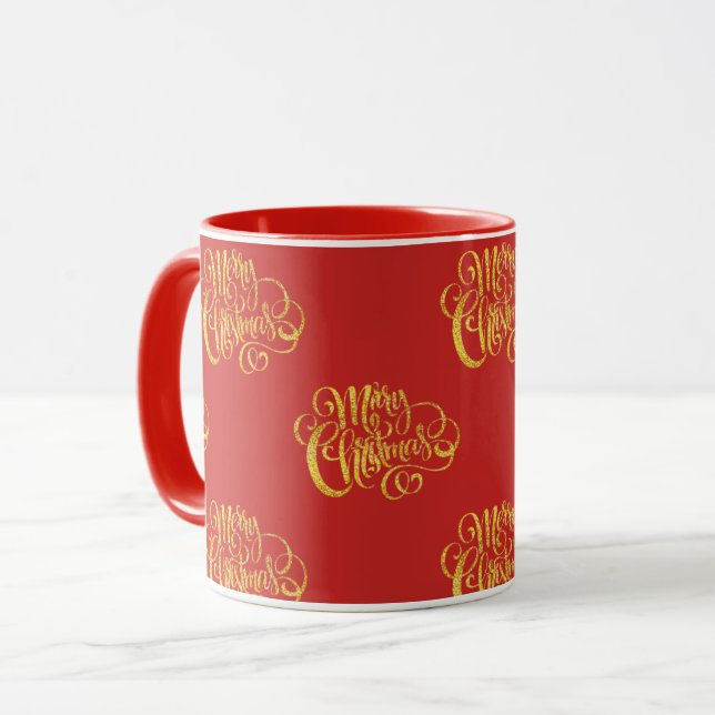 Falsk guld kalligrafi God Jul-mugg Mugg (Framsida vänster)