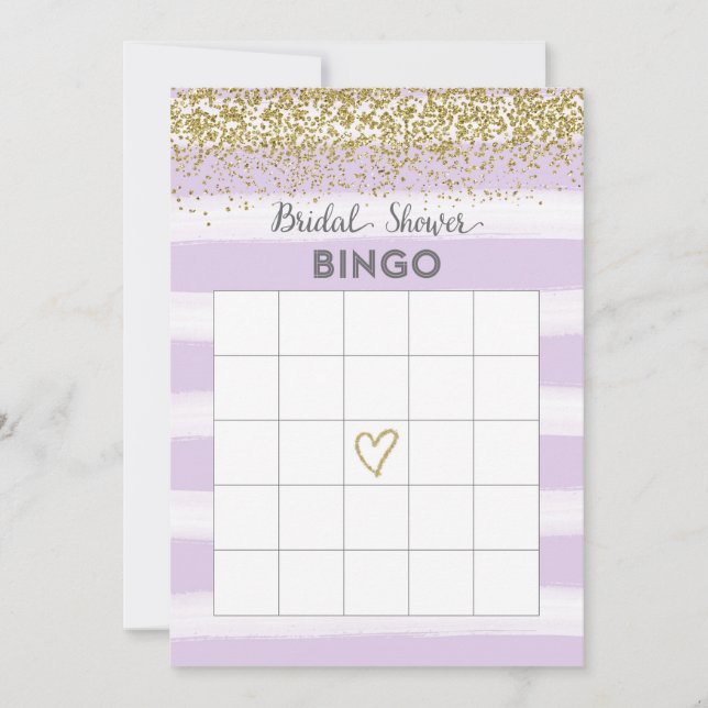 Falsk guldglitter Bröllopsdusch Bingokort (Framsida)