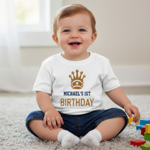 Falsk guldglitter kunglig prins krona födelsedag t shirt