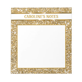Falsk guldgul glitterstruktur & Anpassad text Anteckningsblock