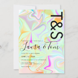 Falsk holografisk rosa fet skrivstil typografi inbjudningar