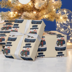 Falsk lapptäcke Snöman Högtid Xmas Presentpapper
