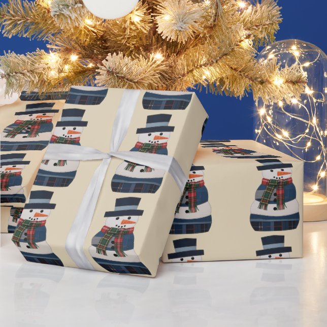Falsk lapptäcke Snöman Högtid Xmas Presentpapper (Helgdagar)