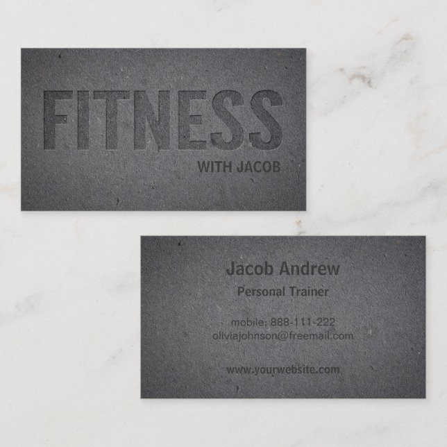 Falsk Letterpress-deboss Fitness Personlig Tränare Visitkort (Fram/baksida)