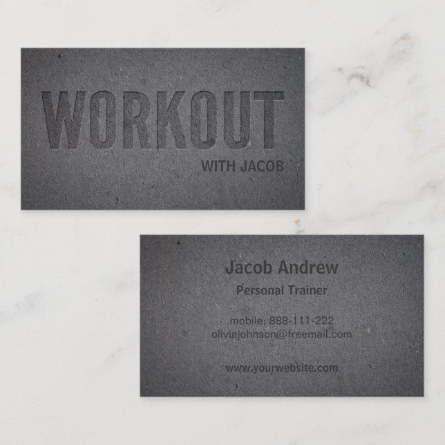 Falsk Letterpress Präglad Tränings- och Fitness Tr Visitkort (Fram/baksida)