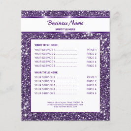 Falsk lila glitterstruktur med anpassad text flygblad