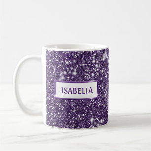 Falsk lila glitterstruktur med ditt namn kaffemugg