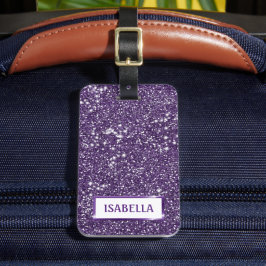 Falsk lila glittertextur med anpassad text bagagebricka