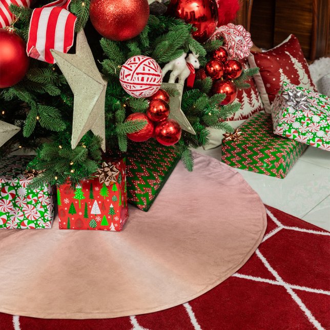 Falsk metallisk rose gold-färgövergång julgransmatta borstad polyester (Faux Metallic Rose Gold Gradient Brushed Polyester Tree Skirt)