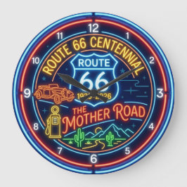 Falsk Neon Moder Väg Route 66 Hundraårsjubileum Stor Klocka
