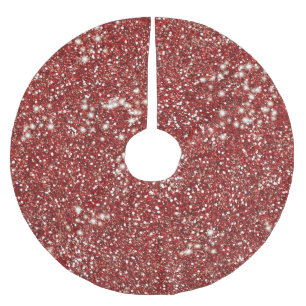 Falsk röd glitterstruktur grafisk design julgransmatta borstad polyester