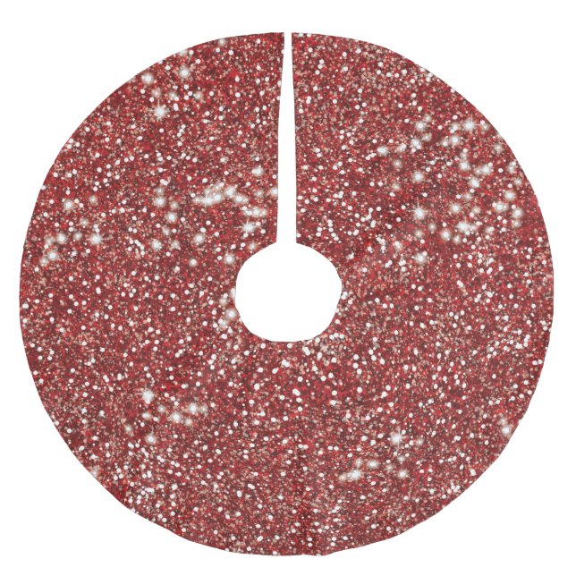 Falsk röd glitterstruktur grafisk design julgransmatta borstad polyester (Framsidan)