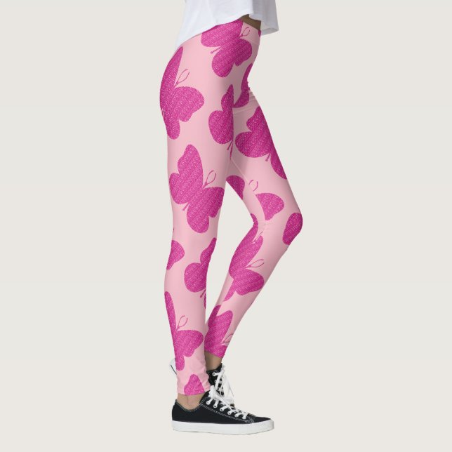 Falsk rosa glitterfjäril leggings (Höger)