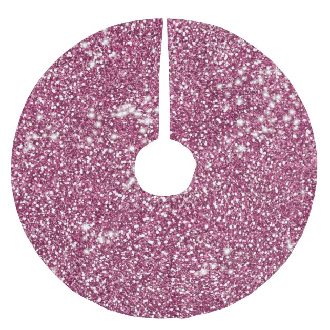 Falsk rosa glittertextur grafisk look-alike julgransmatta borstad polyester (Framsidan)